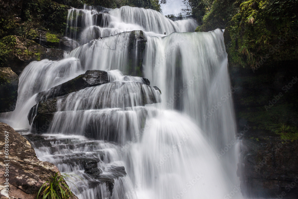Obraz premium Tat Tha Jet waterfall on Bolaven plateau in Laos