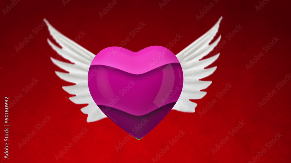 Flying heart with wings, close-up version