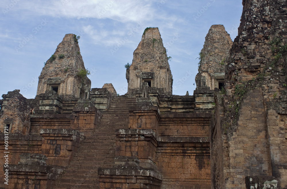 Ruins of ancient Angkor temple Bakong, Cambodia