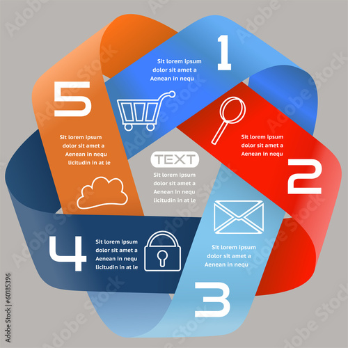 Infographics Options Infinite Ribbon Bright Five Choices EPS10