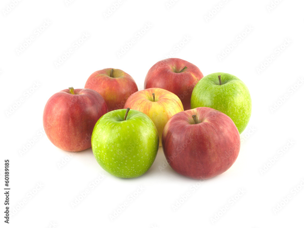 Color ripe tasty apples isolated on white closeup Color ripe tasty apples isolated on white closeup