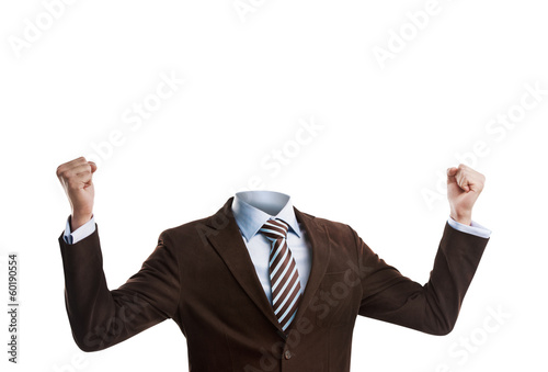 Business man without a head isolated on white background