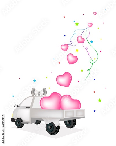 Lovely Hearts Dropped on A Pickup Truck