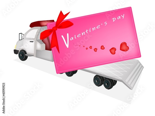 Tractor Trailer Flatbed Sending A Valentine Card