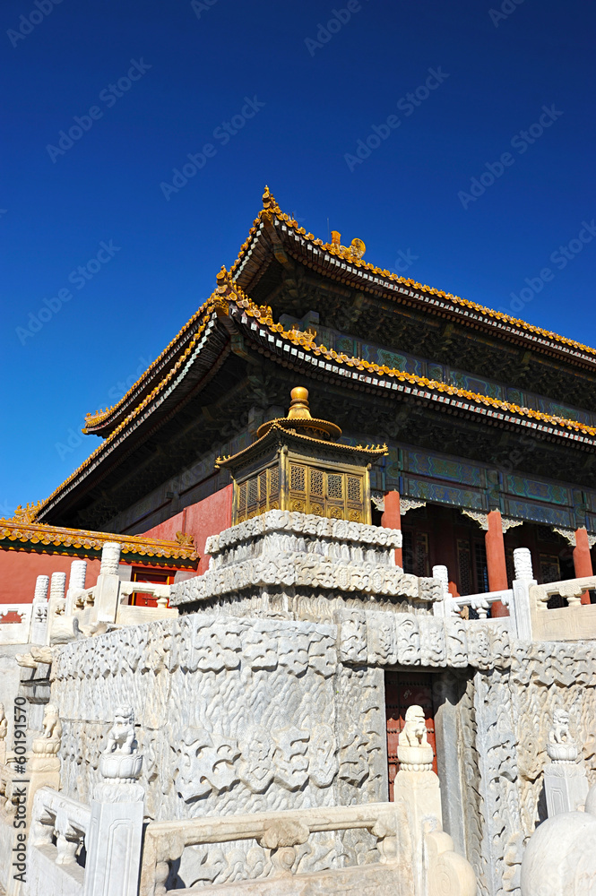 Fototapeta premium roof pagodas in the forbidden city in Beijing, China