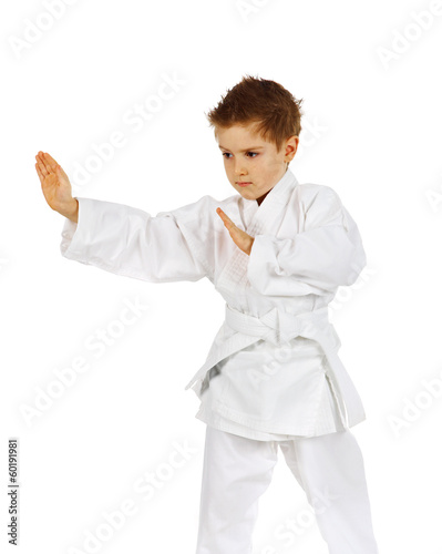  boy training karate.