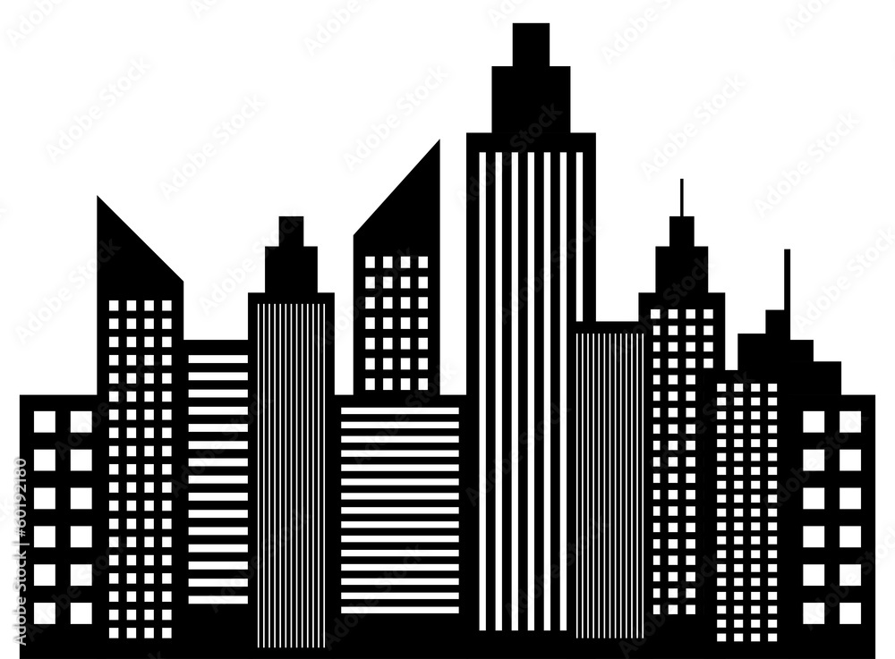 Modern City Skyscrapers Buildings Silhouettes