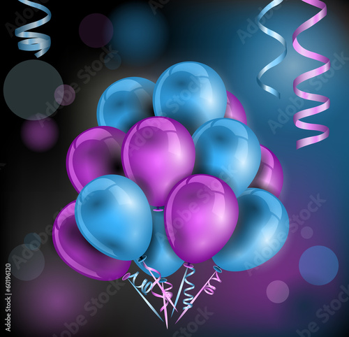 Geburtstag Party Hintergrund mit Luftballons, Luftschlangen und Konfetti