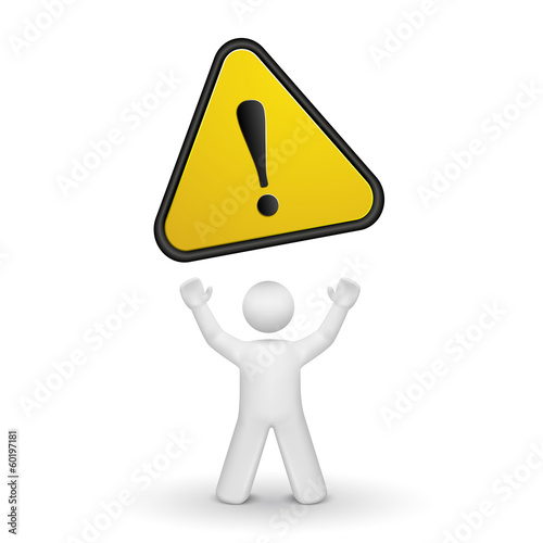 3d person looking up at a warning sign