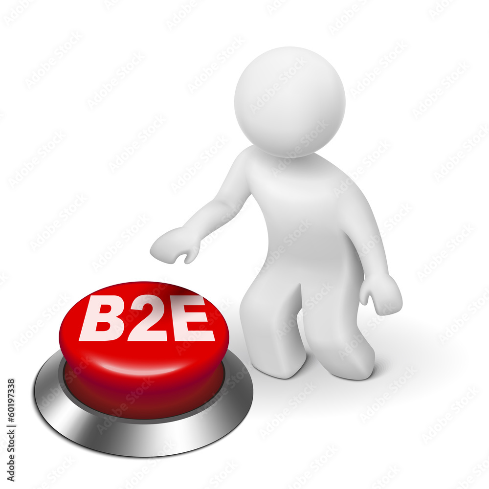3d man with b2e business to employee button 3d man with b2e business to employee button
