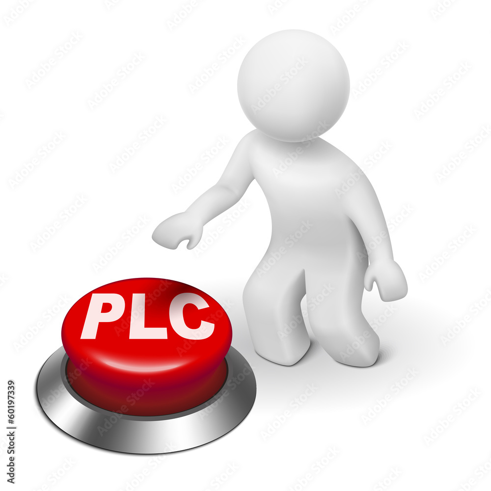 3d man with PLC ( Product Life cycle ) button 3d man with PLC ( Product Life cycle ) button