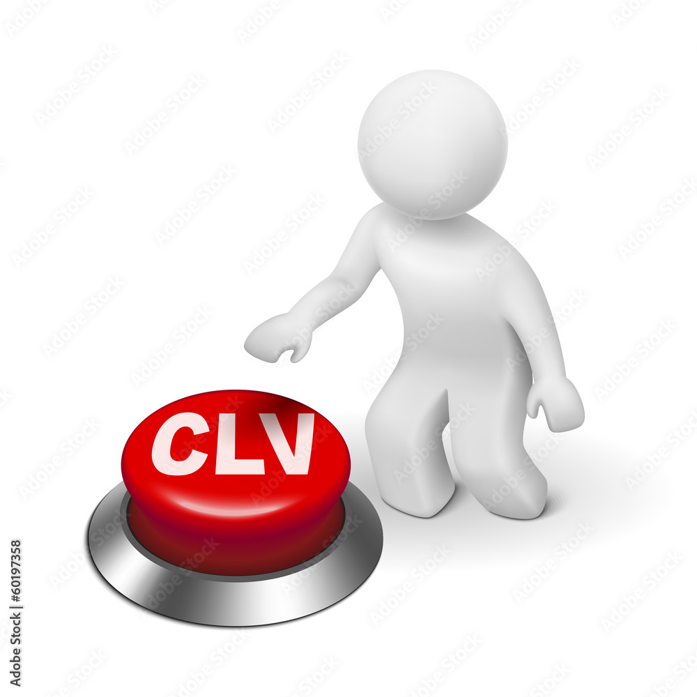3d man with clv customer lifetime value button 3d man with clv customer lifetime value button