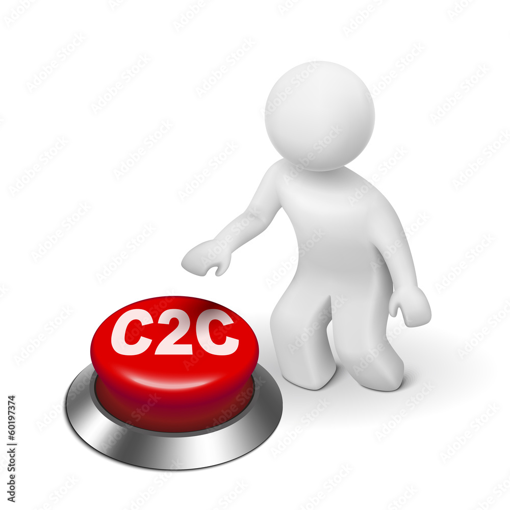 3d man with c2c client to client button 3d man with c2c client to client button