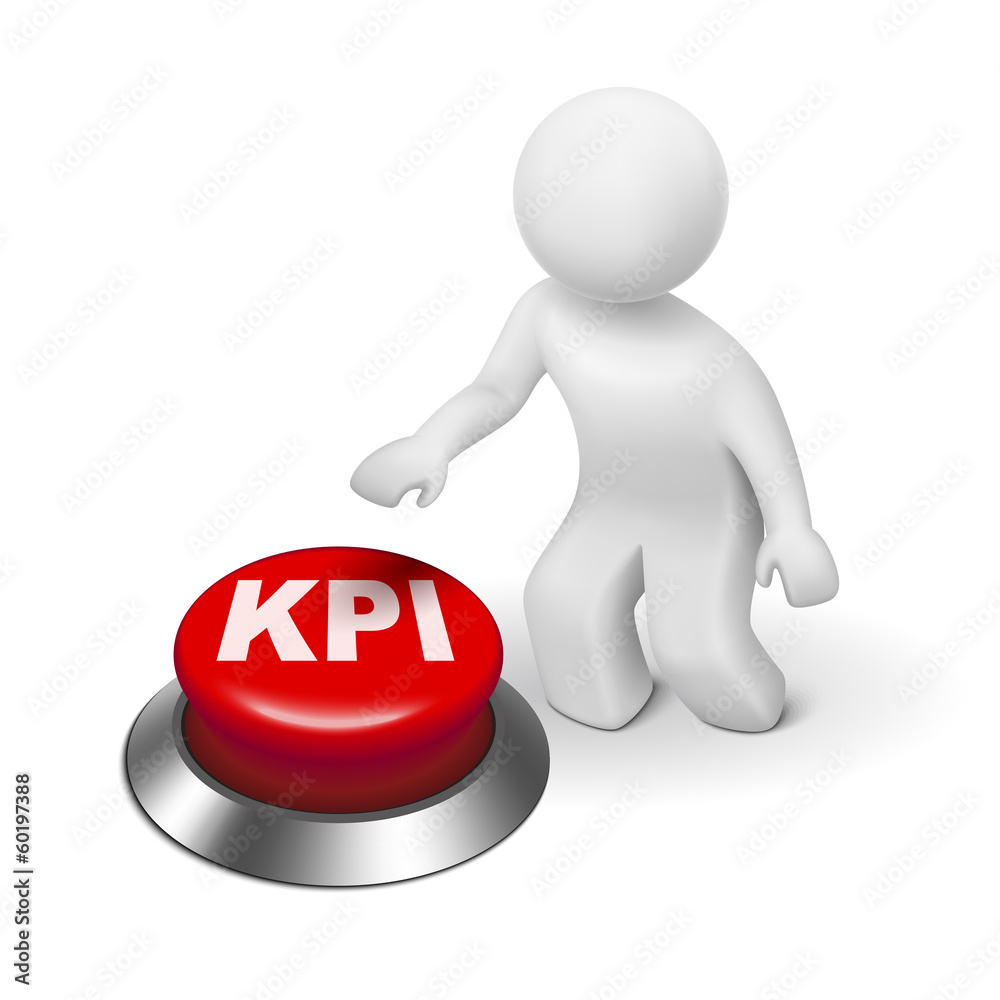 3d man with KPI ( Key Performance Indicator ) button 3d man with KPI ( Key Performance Indicator ) button