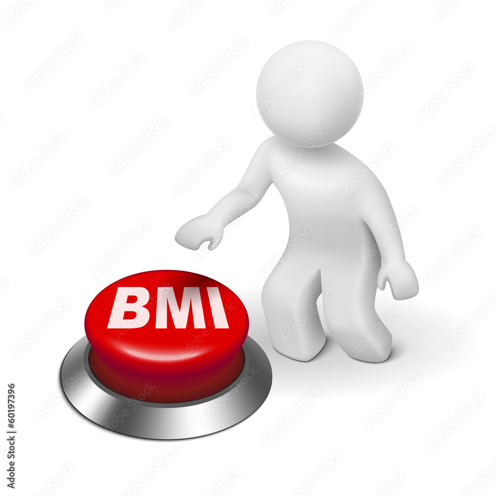 3d man with BMI ( Body Mass Index) button 3d man with BMI ( Body Mass Index) button