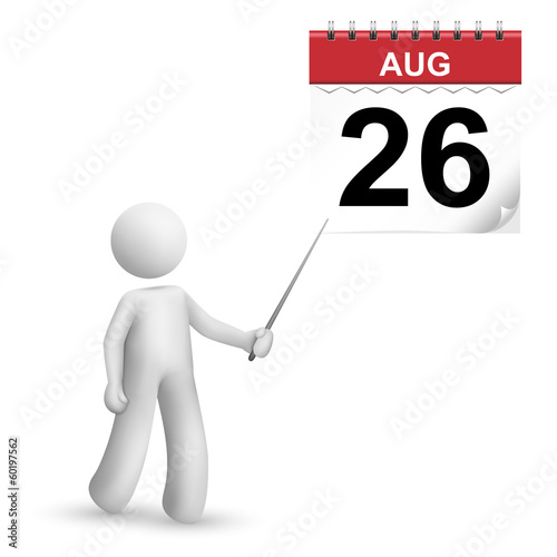 3d person pointing at a calendar with a stick