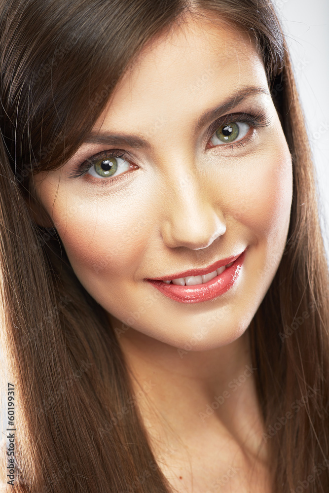 Woman face close up portrait. Beautiful young model Woman face close up portrait. Beautiful young model