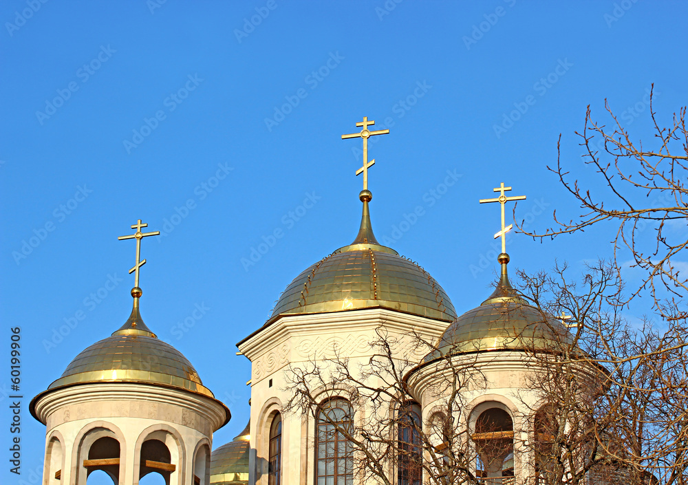 Gilt dome of the Christian Orthodox church in Zvenigorod