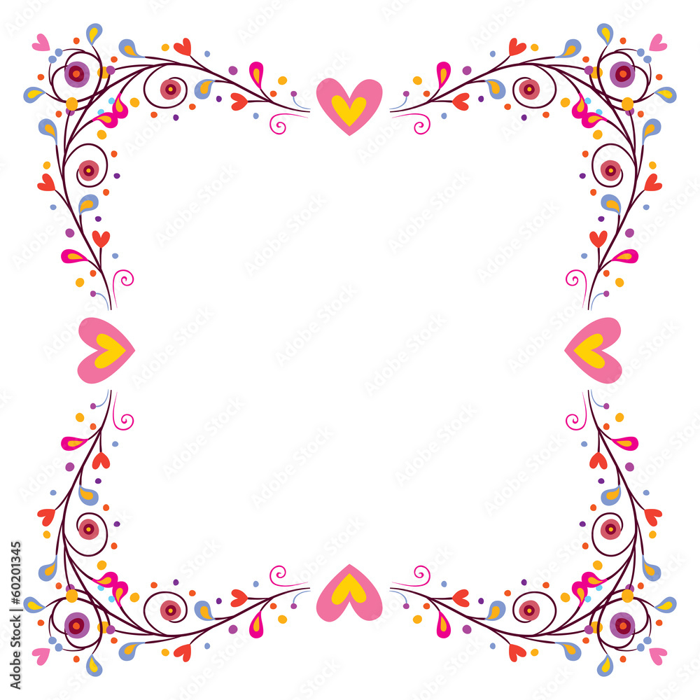 decorative frame with hearts