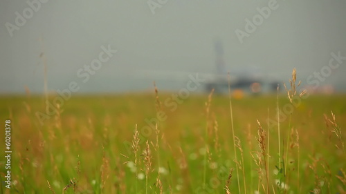 Airliner taxiing to the runway to take off at airport. photo