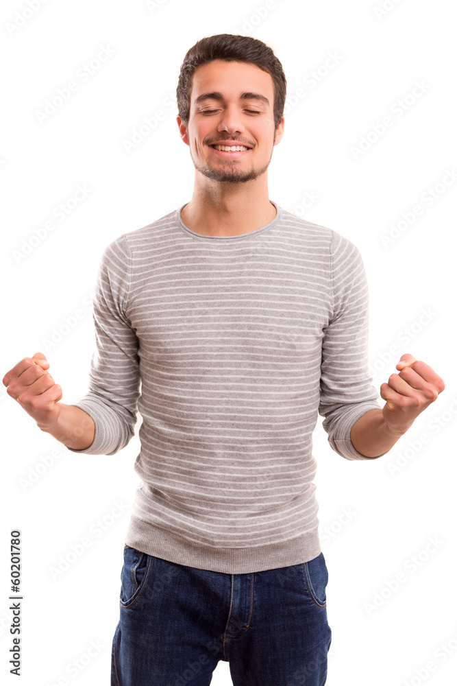 Man celebrating