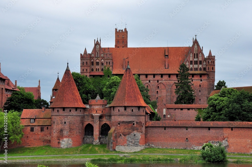 Malbork castle on cloudy day, Poland