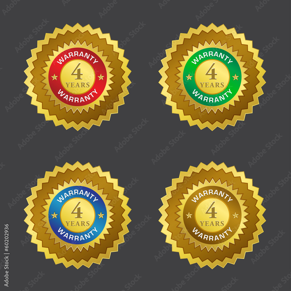 Fototapeta premium 4 Years Warranty Gold Seal Vector Icon