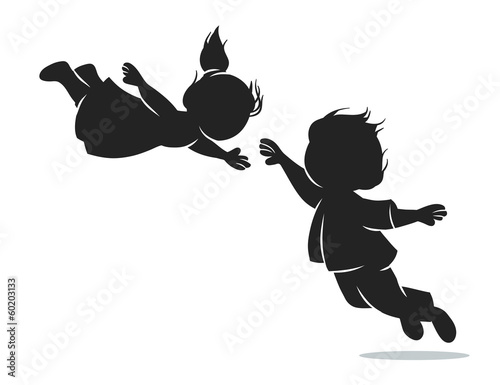 girl and boy in flight