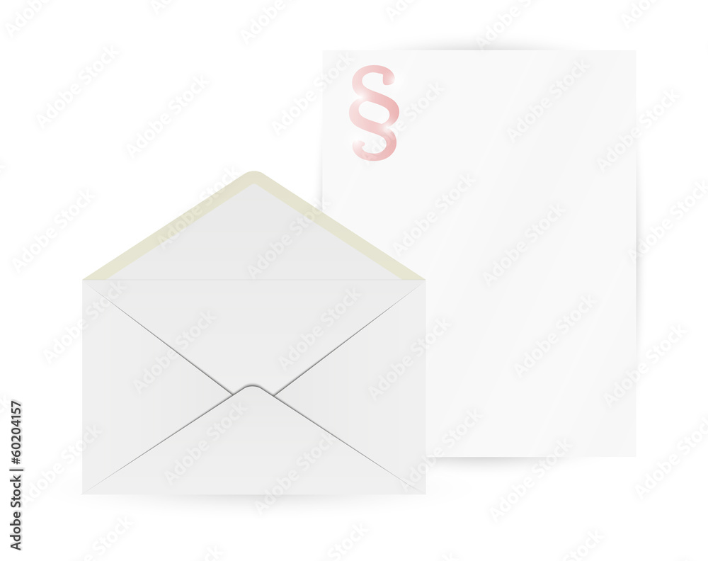 envelope and paper with paragraph envelope and paper with paragraph