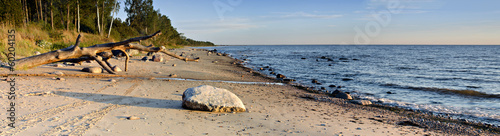 Stony beach at the gulf of Riga, Baltic Sea, Latvia photo