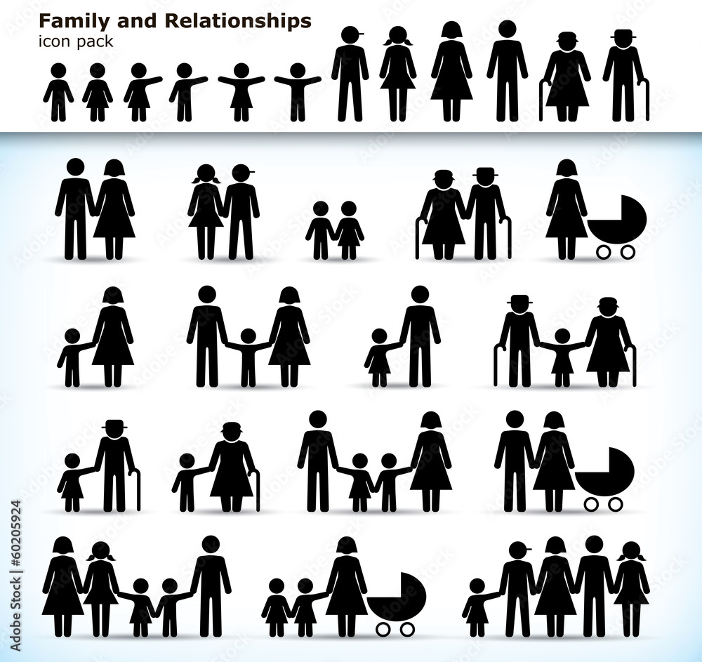 Set of family pictograms