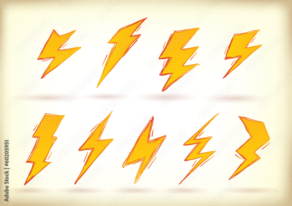 Doodled lightning bolts Doodled lightning bolts