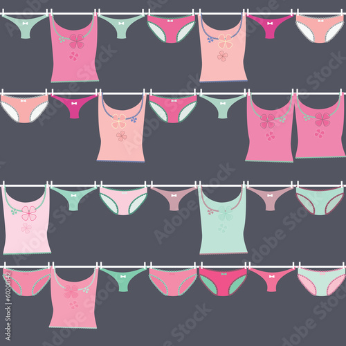vector seamless pattern texture underwear hanging on a rope