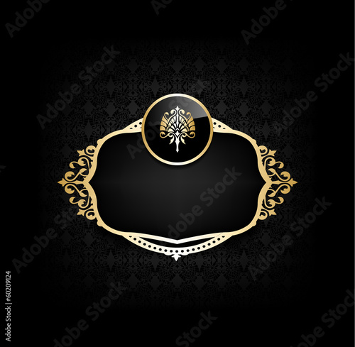 Ornamental golden  frame on black  background