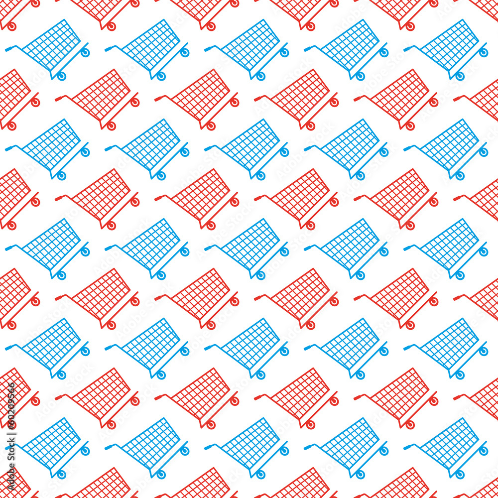 Vector pattern made with little shopping carts