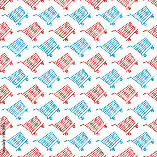 Vector pattern made with little shopping carts