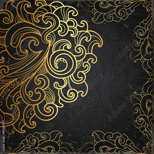 Black card with gold ornament