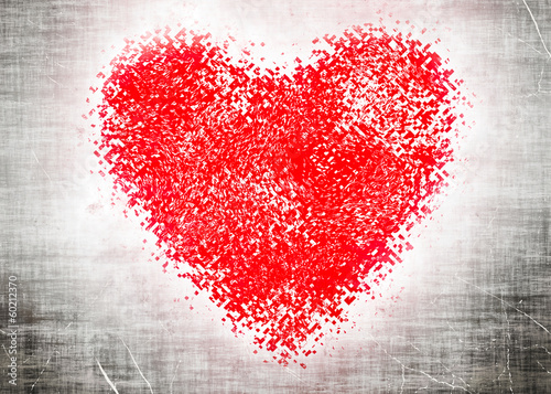 Red heart on grey grangy background photo