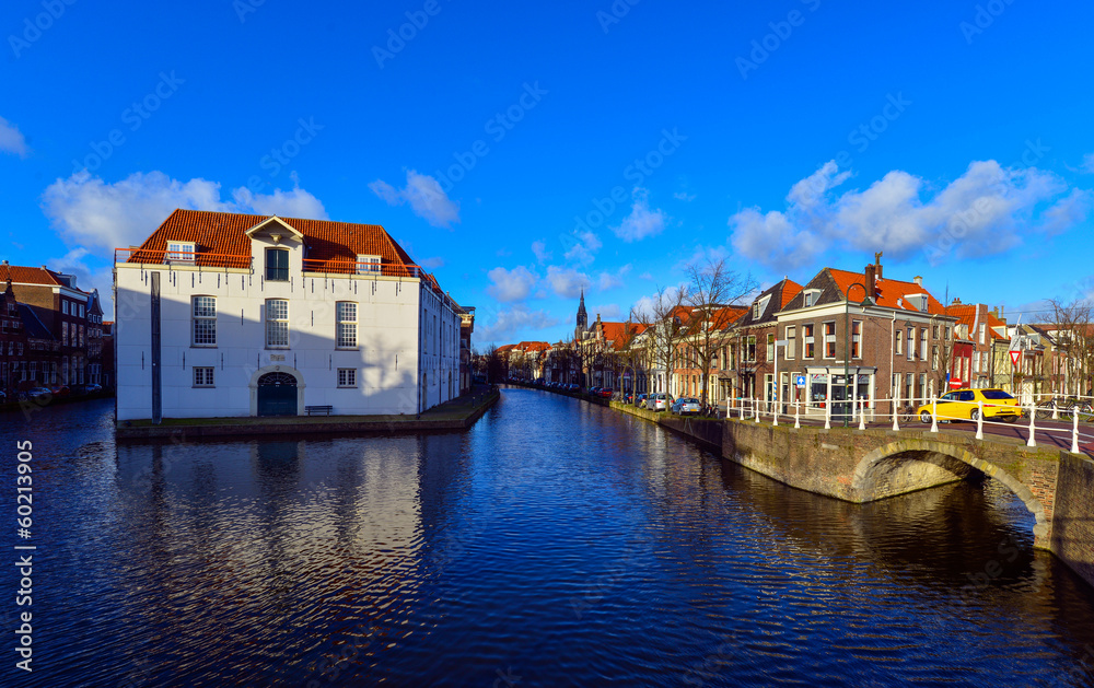 Obraz premium View of Delft's old city centre