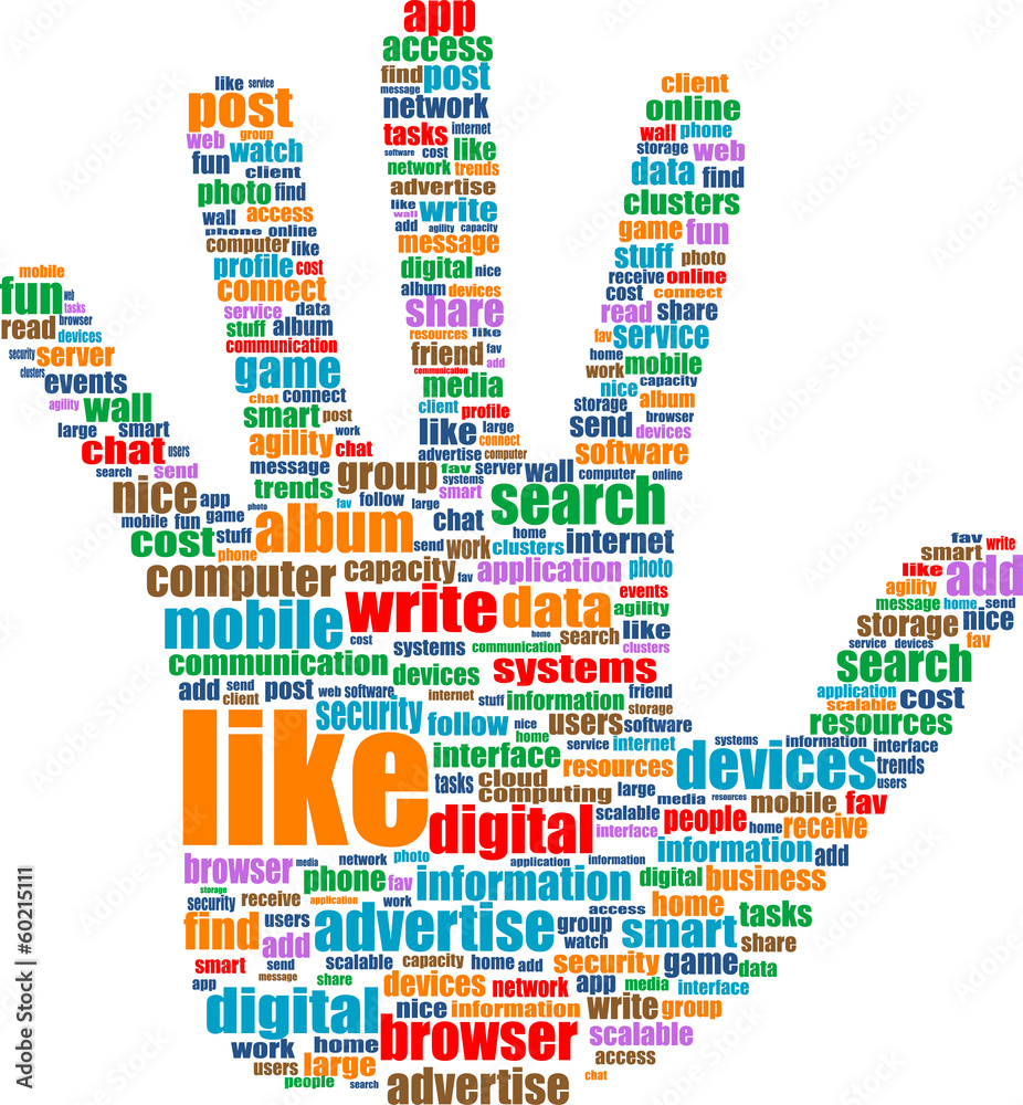 hands, which is composed of text keywords on social media themes hands, which is composed of text keywords on social media themes