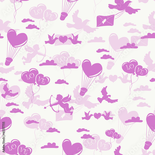 Romantic seamless pattern on white background