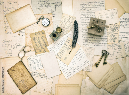 old letters and postcards, vintage accessory and antique book
