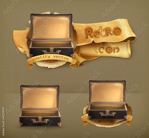 Old suitcase, vector icon