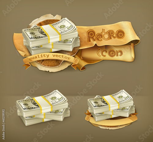 Stack of money, vector icon