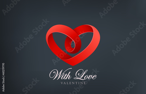 Logo Heart looped ribbon abstract icon design