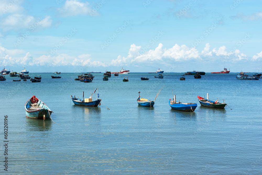 Landscape with fishing boats, Vung Tau, Vietnam