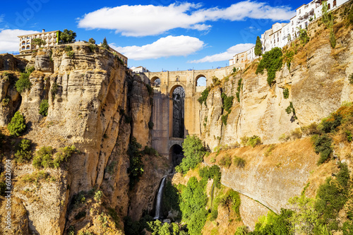Bridge of Ronda, a famous white villages of Malaga, Spain a