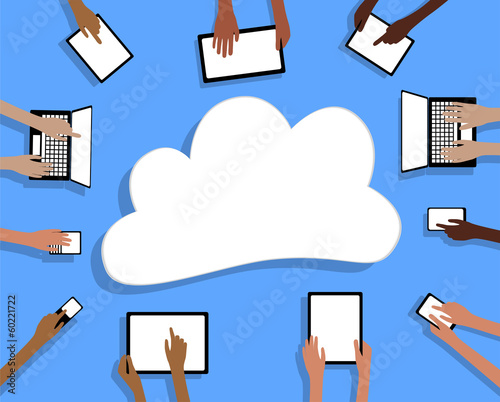 BYOD Bring your own Device Tablets Cloud and Hands photo