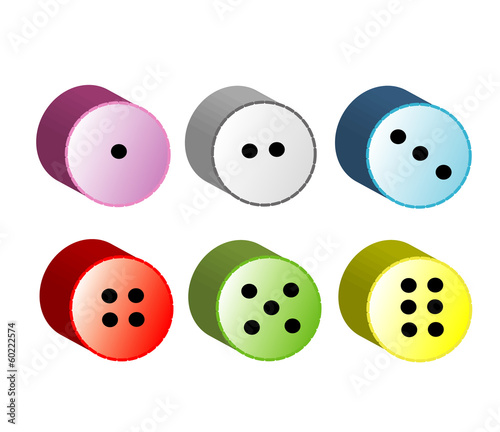 Round dice, buttons, isolated, vector