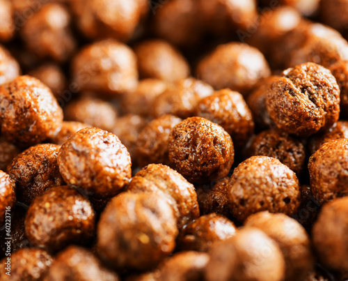 Closeup view of chocolate cereal